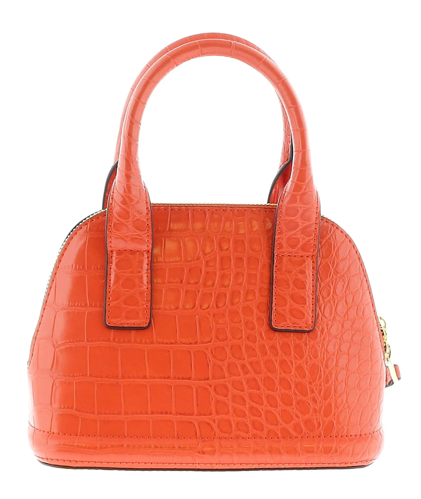 Versace Jeans Couture Coral Croc Embossed Baroque Buckle Dome Satchel Bag