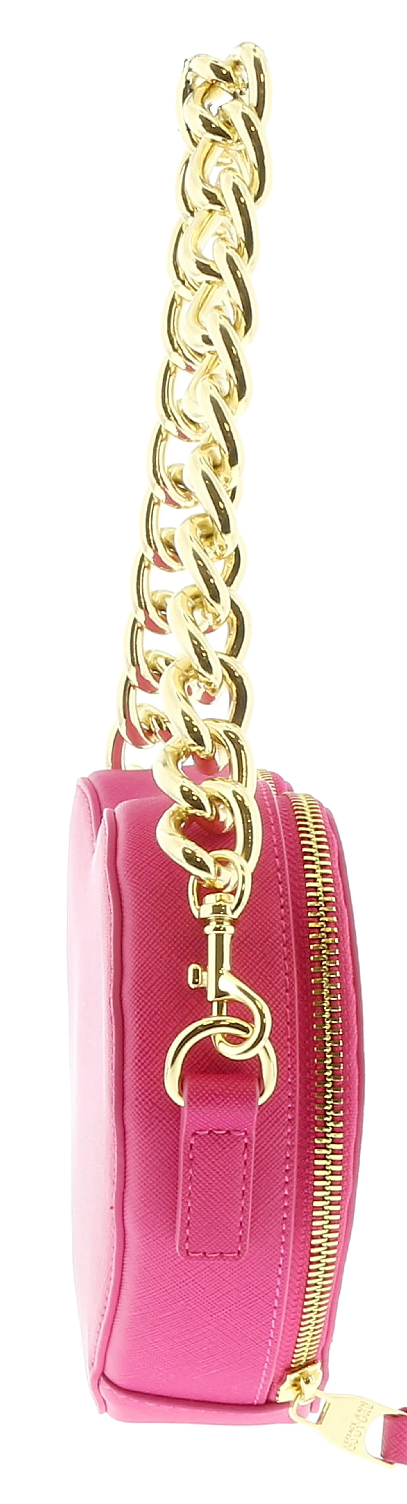 Versace Jeans Couture Fuschia Heart Chain Charm Embellished Small Crossbody Bag