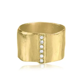 Wide 14K Gold Over Sterling Silver CZ Ring