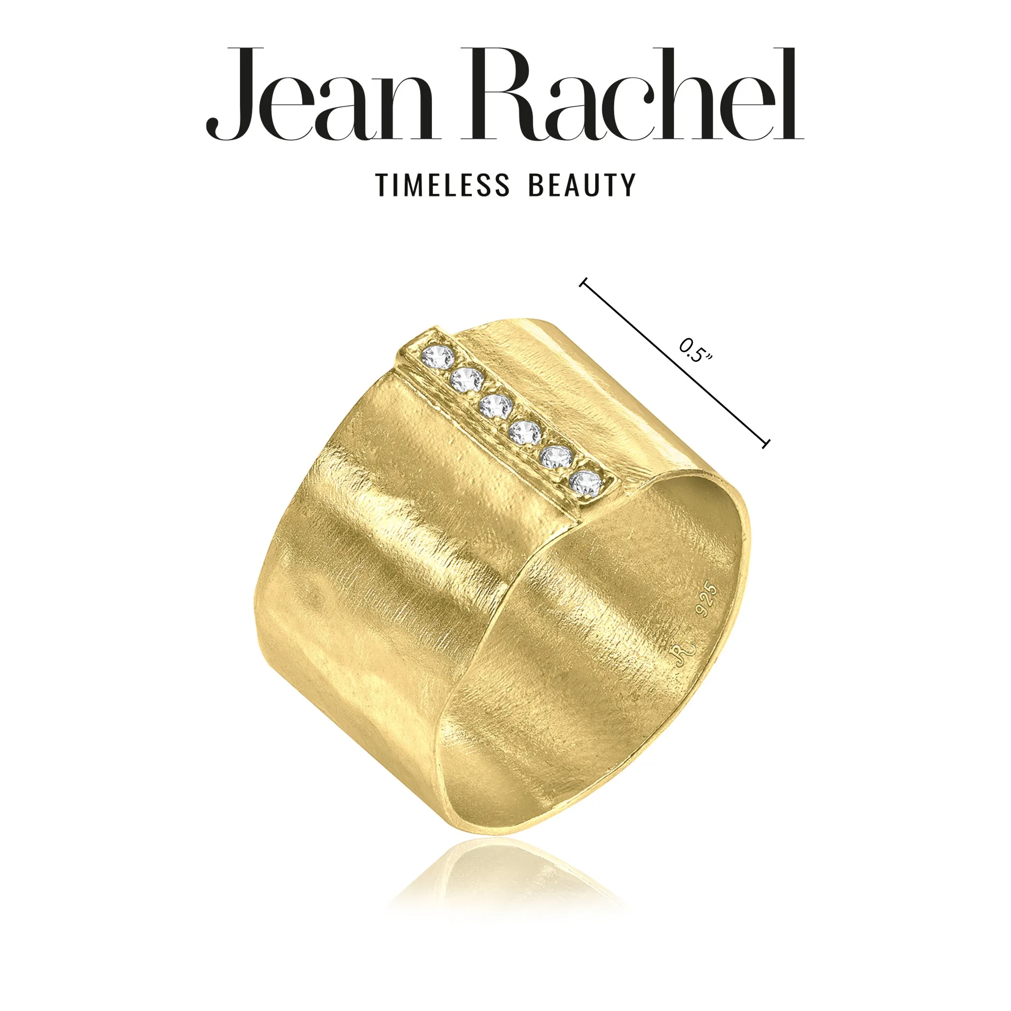 Wide 14K Gold Over Sterling Silver CZ Ring