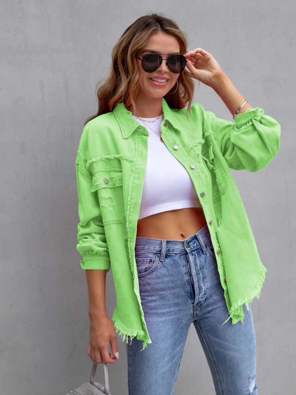 Women's Classic Distressed Chic Denim Jacket