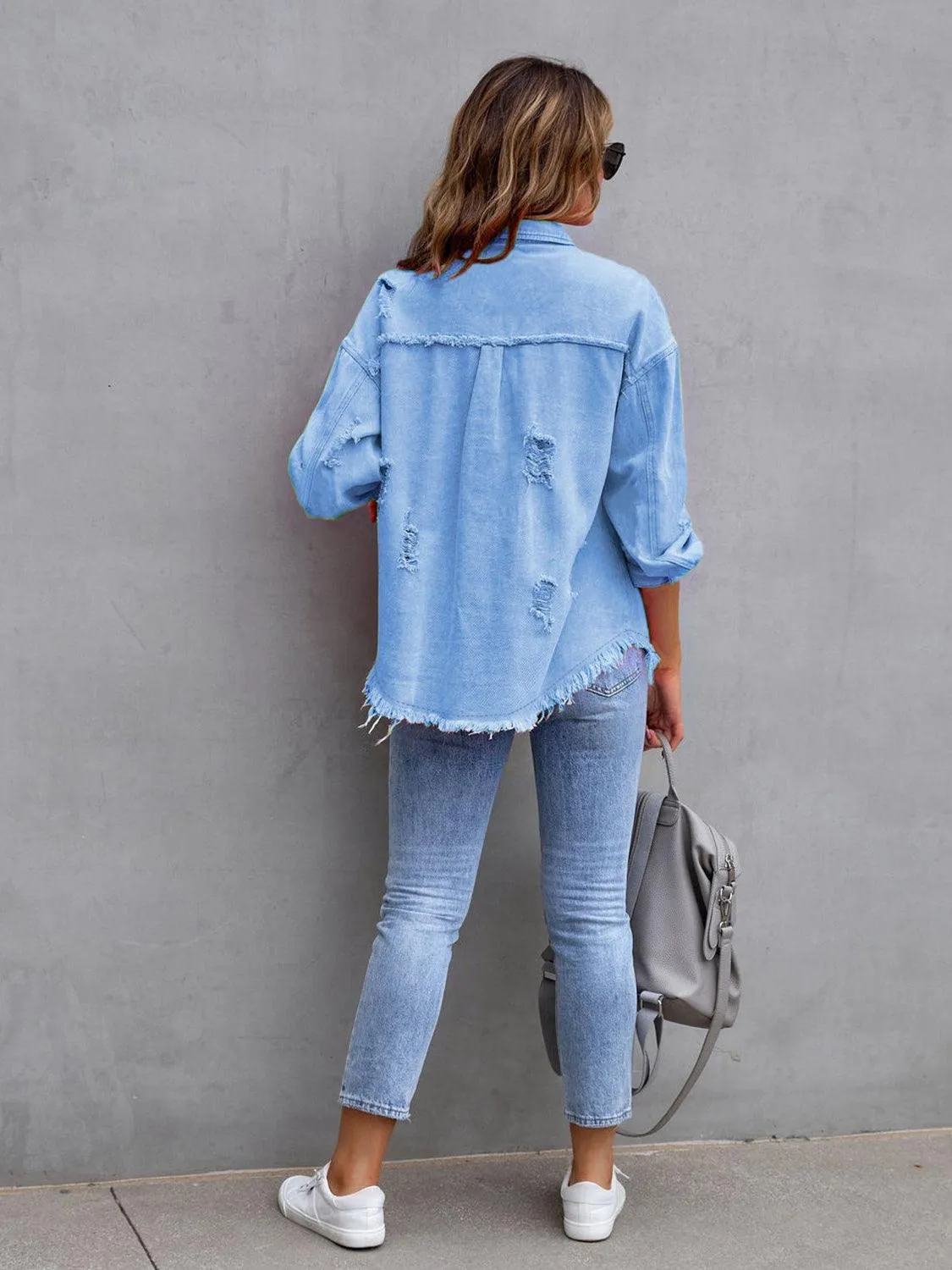 Women's Classic Distressed Chic Denim Jacket