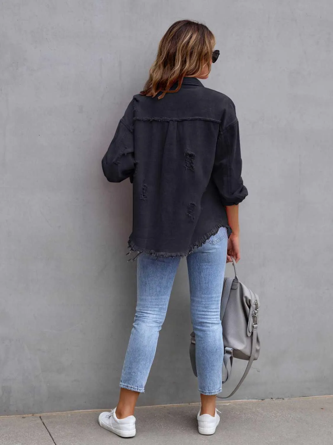 Women's Classic Distressed Chic Denim Jacket