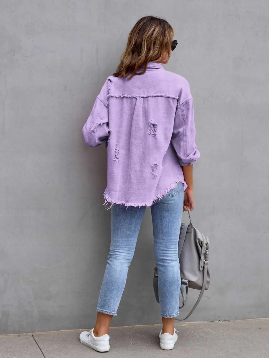 Women's Classic Distressed Chic Denim Jacket