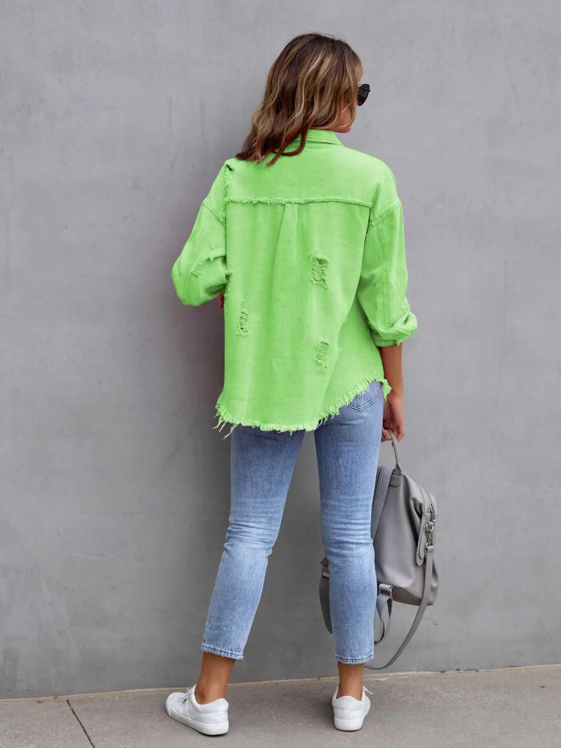 Women's Classic Distressed Chic Denim Jacket