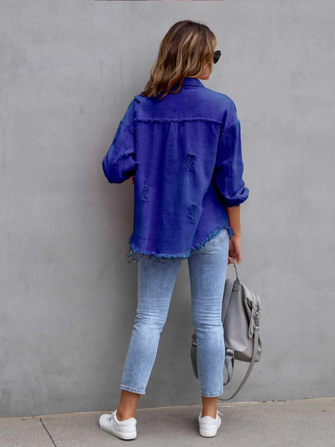 Women's Classic Distressed Chic Denim Jacket