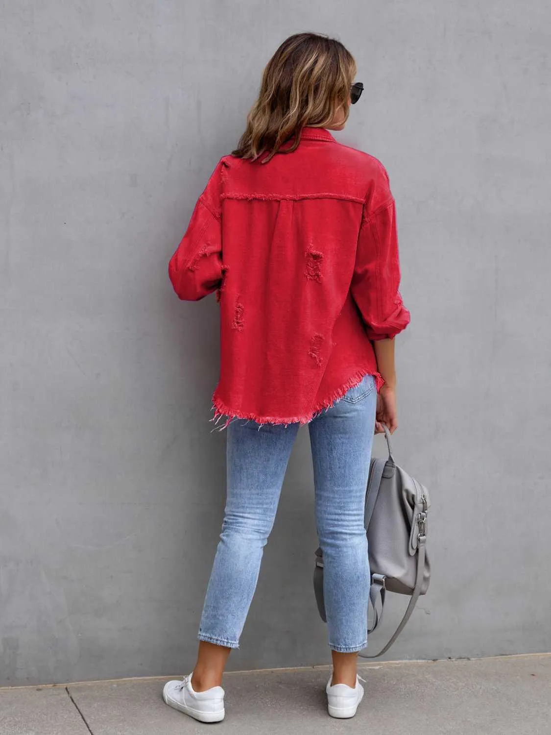 Women's Classic Distressed Chic Denim Jacket