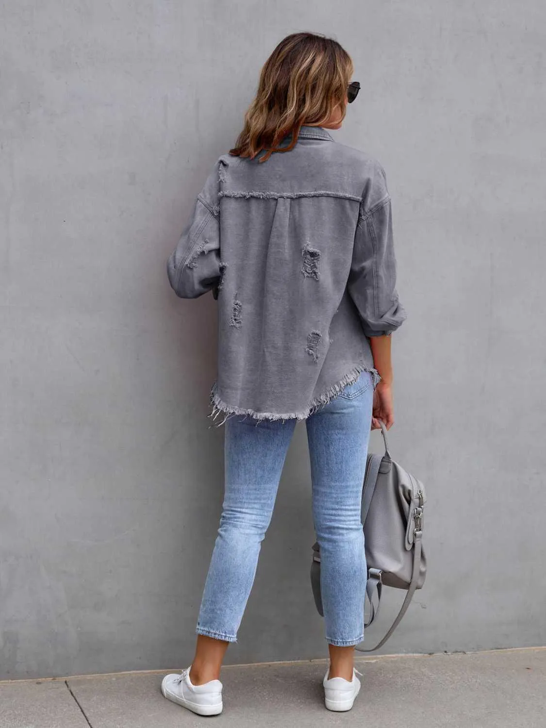 Women's Classic Distressed Chic Denim Jacket