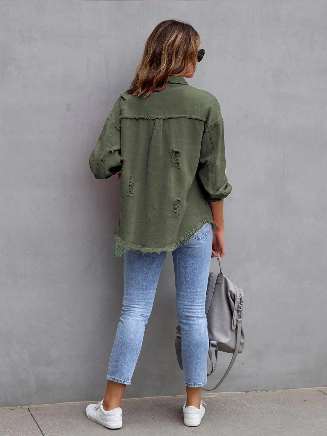 Women's Classic Distressed Chic Denim Jacket