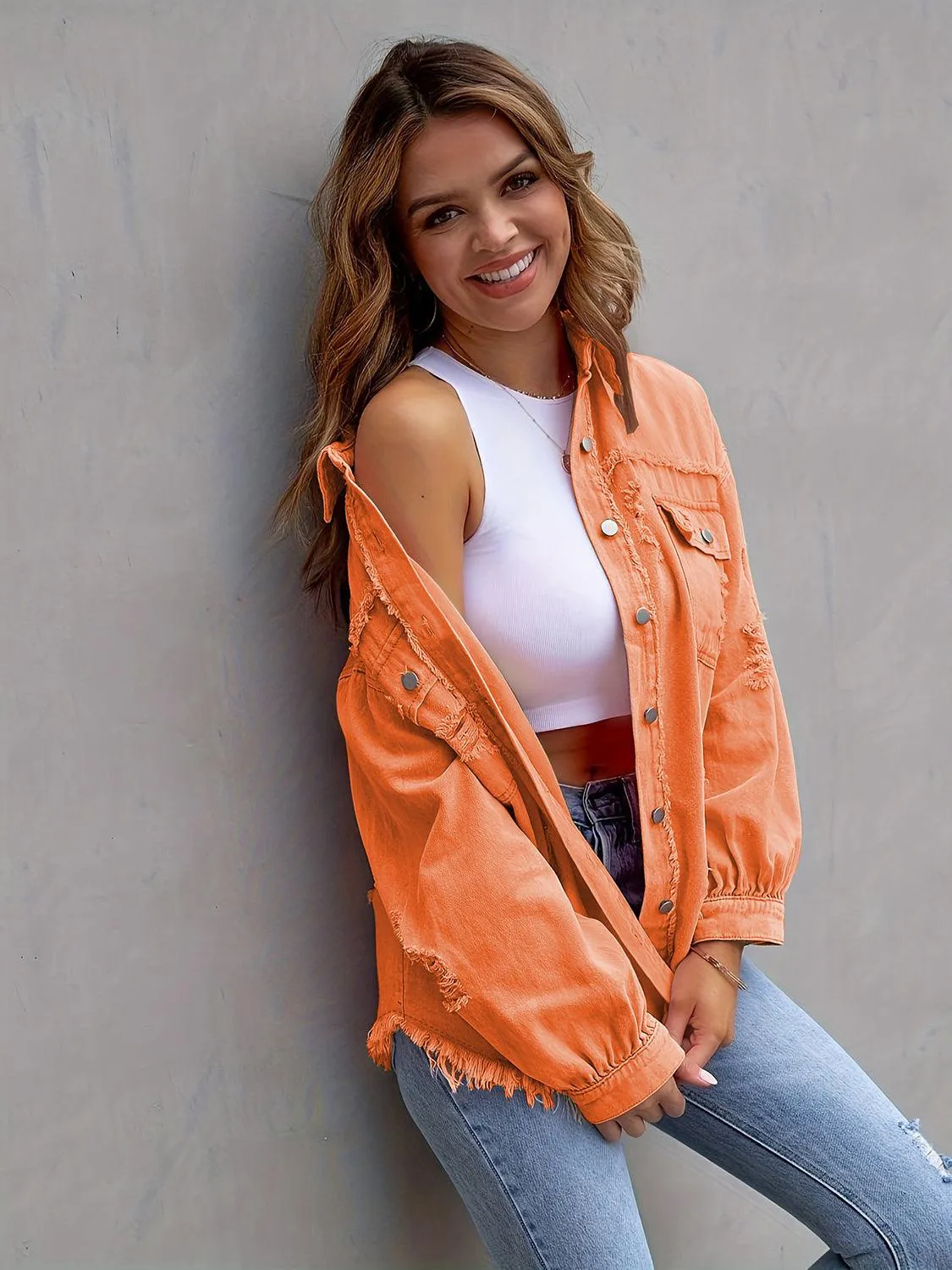 Women's Classic Distressed Chic Denim Jacket