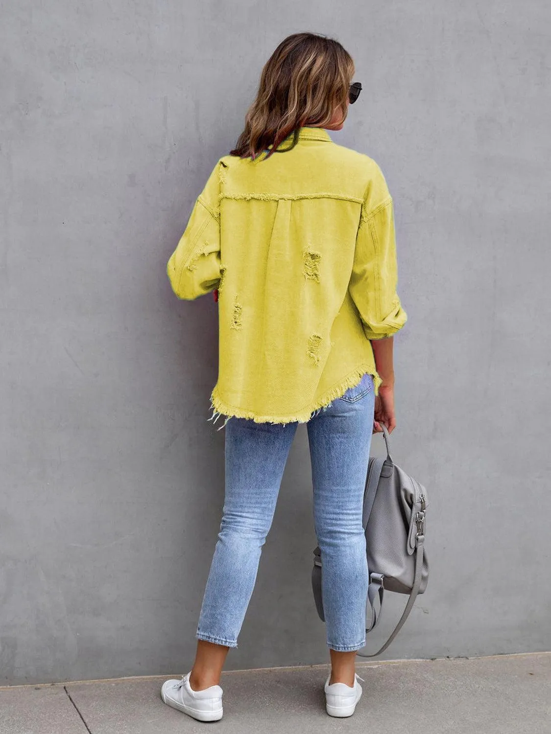 Women's Classic Distressed Chic Denim Jacket
