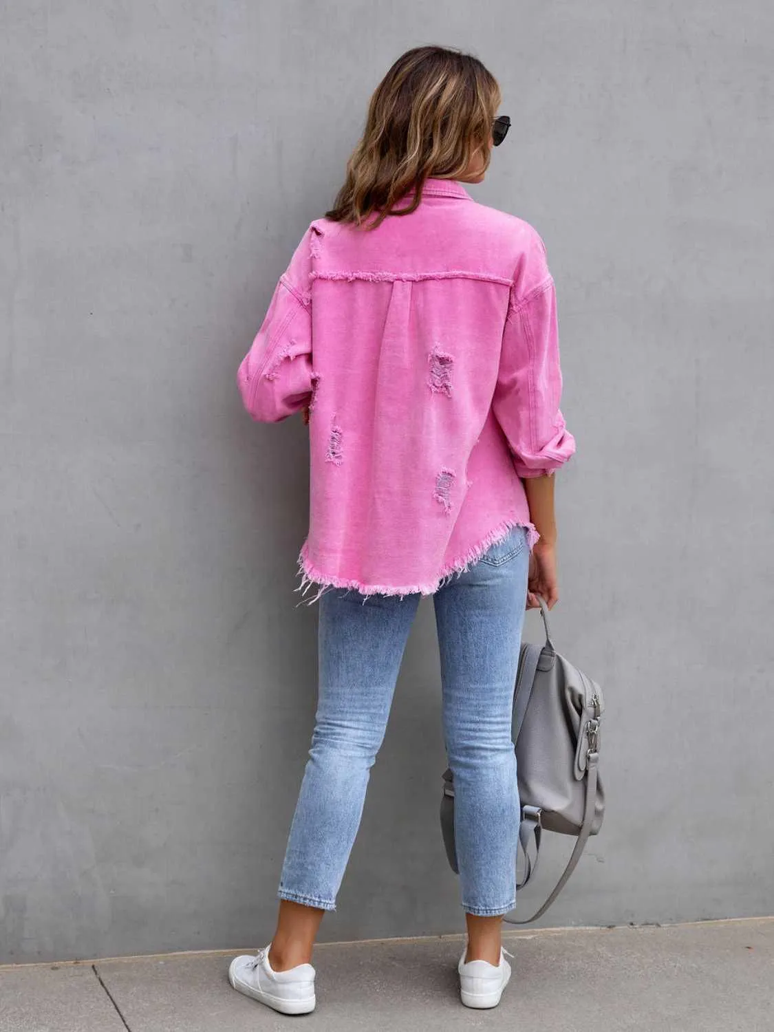 Women's Classic Distressed Chic Denim Jacket