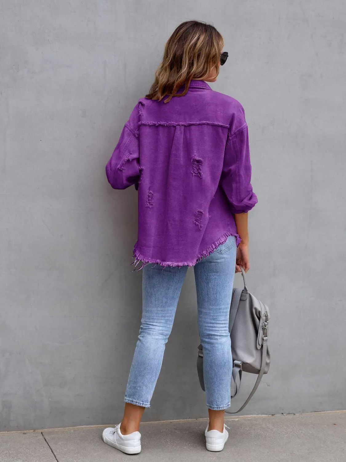 Women's Classic Distressed Chic Denim Jacket
