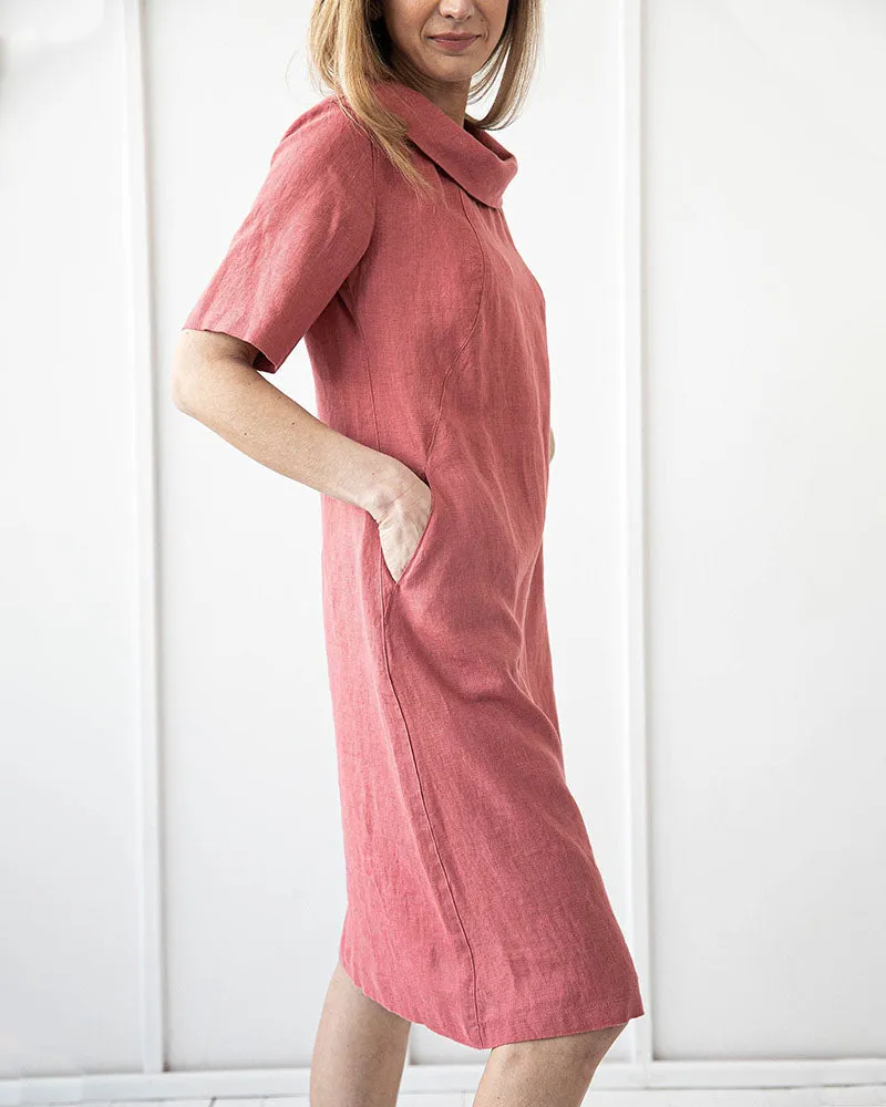 Women's Short Sleeve Pocket Lapel Dress